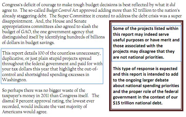 Sen. Tom Coburn's Wastebook 2011