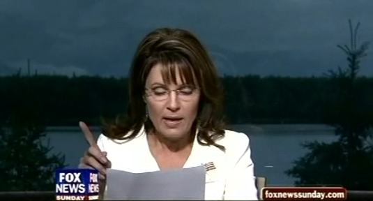 Sarah Palin Reading From Prepared Falsehoods
