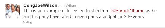 Rep. Joe Wilson tweet